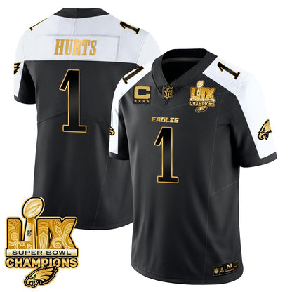 Men's Philadelphia Eagles Super Bowl LIX Champions Gold Trim Vapor Limited Jersey - All Stitched