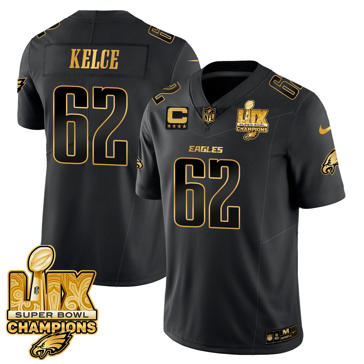 Men's Philadelphia Eagles Super Bowl LIX Champions Gold Vapor Limited Jersey - All Stitched