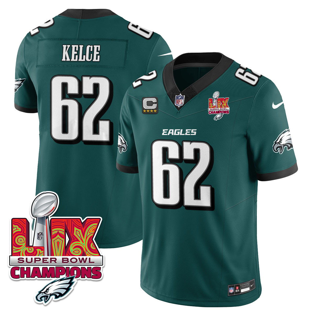 Men's Philadelphia Eagles Super Bowl LIX Champions Gold Vapor Limited Jersey - All Stitched