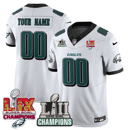 Custom Name/Gender Philadelphia Eagles LII-LIX Super Bowl Champions Vapor Limited Jersey - All Stitched