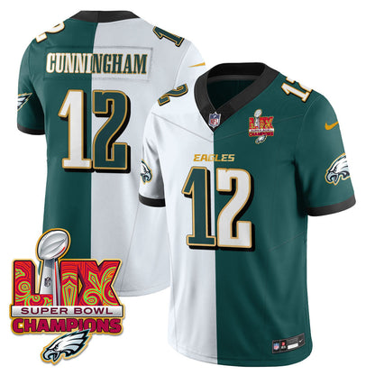 Men's Philadelphia Eagles Super Bowl LIX Champions Gold Trim Vapor Limited Jersey - All Stitched