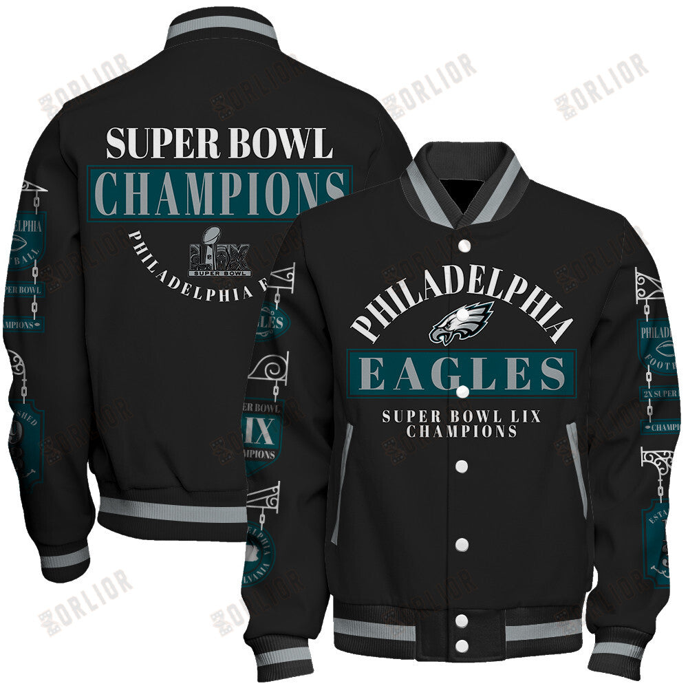 Philadelphia Eagles Super Bowl LIX Champions Represent The Pride Varsity Jacket