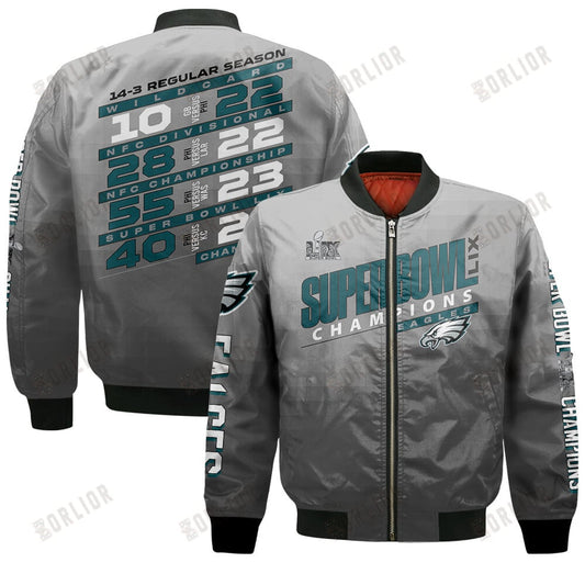 Philadelphia Eagles Super Bowl LIX Champions Counting Points Score Bomber Jacket