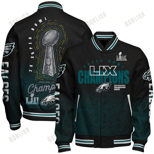 Philadelphia Eagles Super Bowl LIX Champions Symbol Of Victory Varsity Jacket