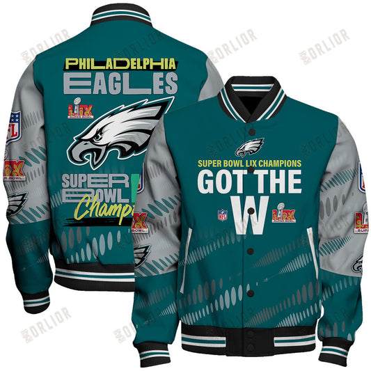 Philadelphia Eagles Super Bowl LIX Champions Defeating All Rivals Varsity Jacket