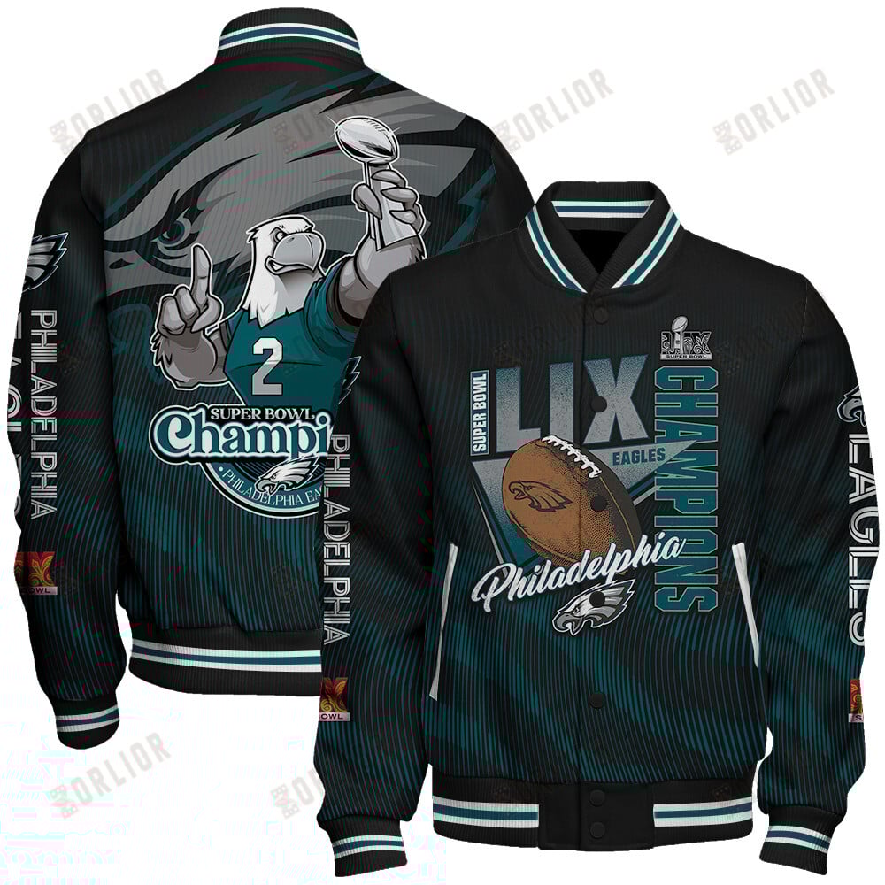 Philadelphia Eagles Super Bowl LIX Champions Green And White Storm Varsity Jacket
