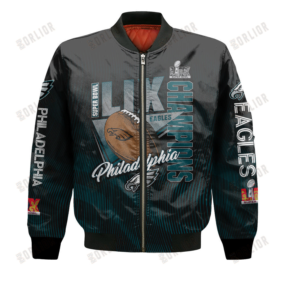 Philadelphia Eagles Super Bowl LIX Champions Green And White Storm Bomber Jacket