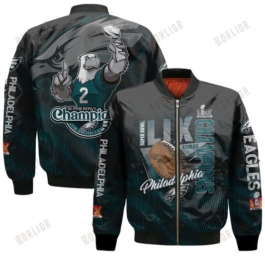 Philadelphia Eagles Super Bowl LIX Champions Green And White Storm Bomber Jacket