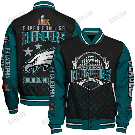 Philadelphia Eagles Super Bowl LIX Champions The Reign Begins Varsity Jacket