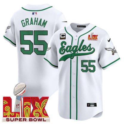 Philadelphia Eagles Midnight Green Super Bowl LIX Vapor Baseball Jersey - All Stitched