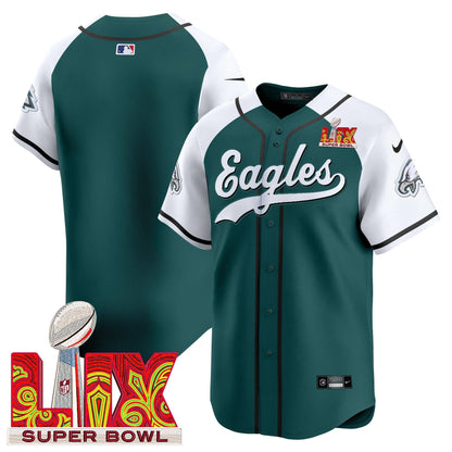 Philadelphia Eagles Midnight Green Super Bowl LIX Vapor Baseball Jersey - All Stitched