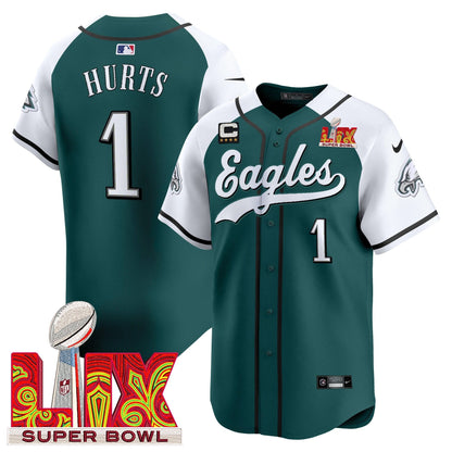 Philadelphia Eagles Midnight Green Super Bowl LIX Vapor Baseball Jersey - All Stitched