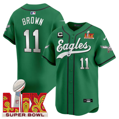 Philadelphia Eagles Midnight Green Super Bowl LIX Vapor Baseball Jersey - All Stitched