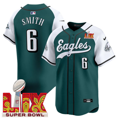 Philadelphia Eagles Midnight Green Super Bowl LIX Vapor Baseball Jersey - All Stitched