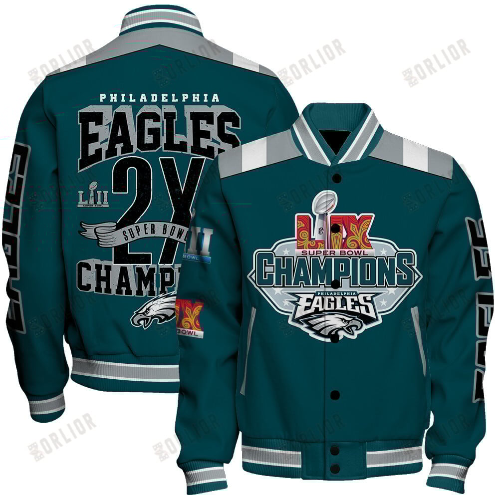 Philadelphia Eagles Super Bowl LIX Champions Fly High Varsity Jacket