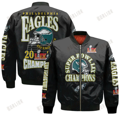 Philadelphia Eagles Super Bowl LIX Champions Fear The Flock Bomber Jacket