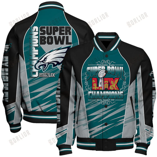 Philadelphia Eagles Super Bowl LIX Champions Clutch Moments Varsity Jacket