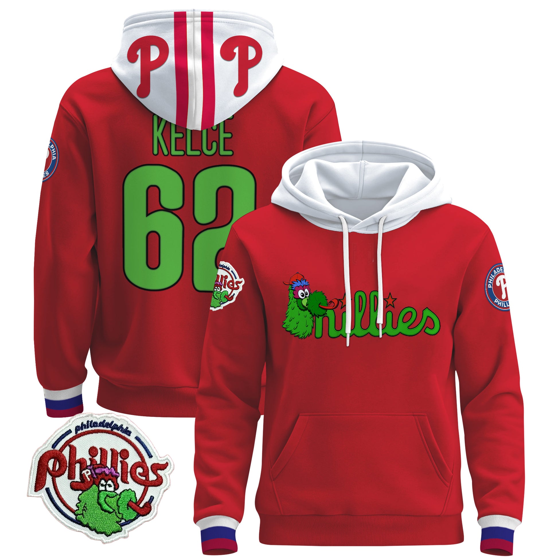 Men's Philadelphia Phillies Phanatic Patch Pullover Hoodie - All Stitched