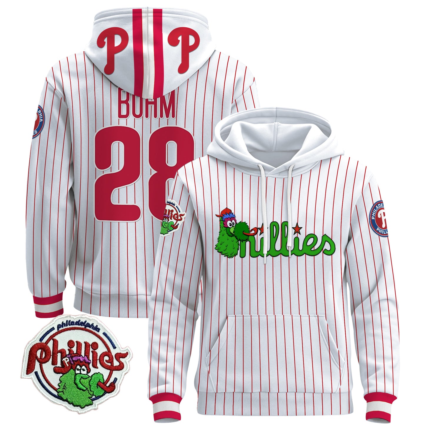 Men's Philadelphia Phillies Phanatic Patch Pullover Hoodie - All Stitched