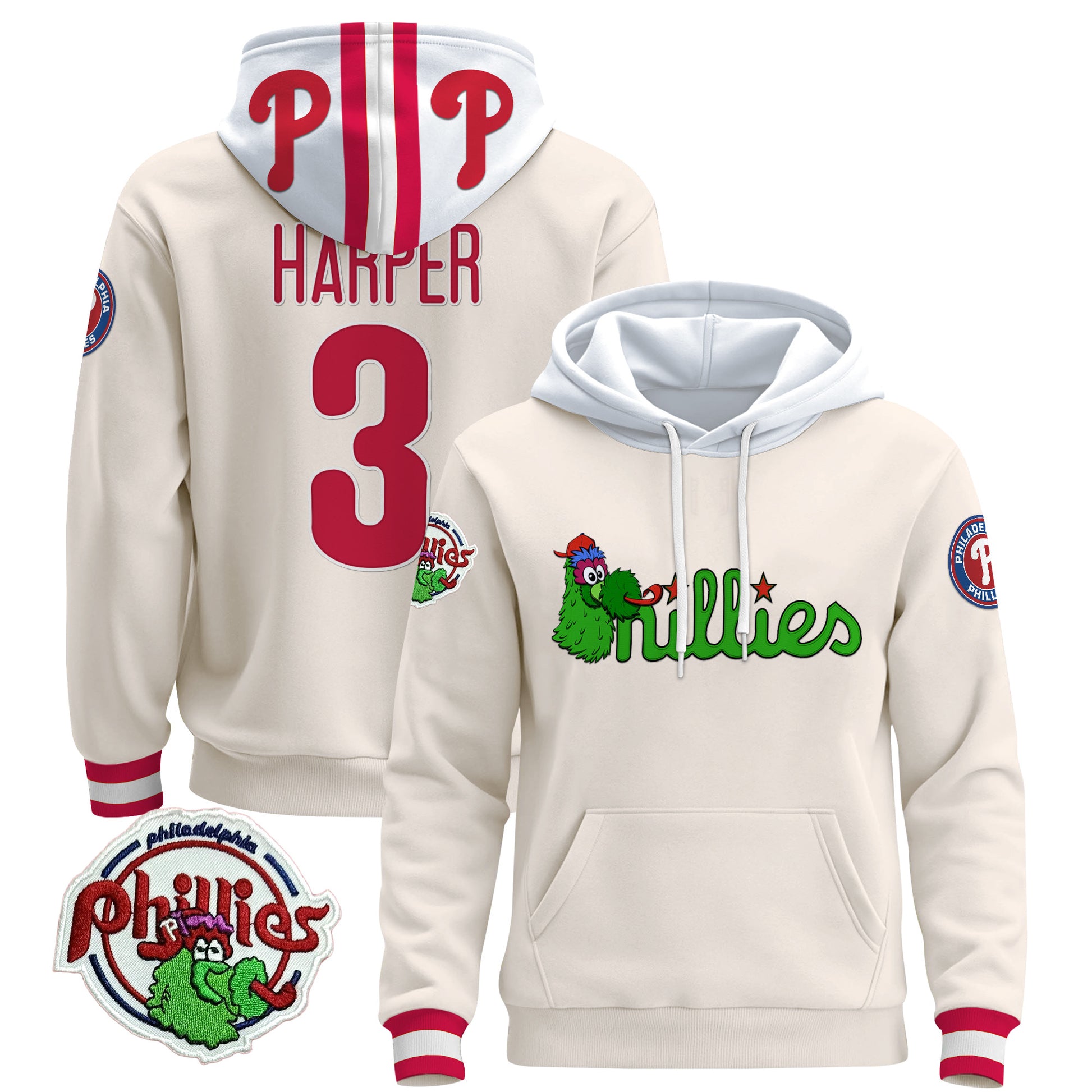 Men's Philadelphia Phillies Phanatic Patch Pullover Hoodie - All Stitched