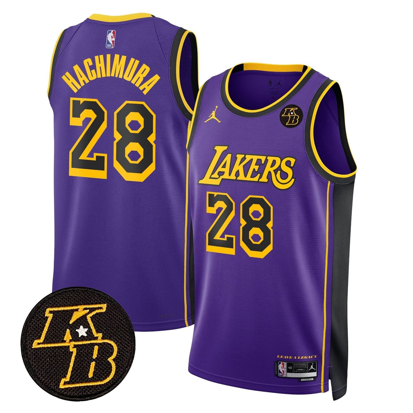 Men's Los Angeles Lakers Kobe Bryant Patch Swingman Jersey - All Stitched