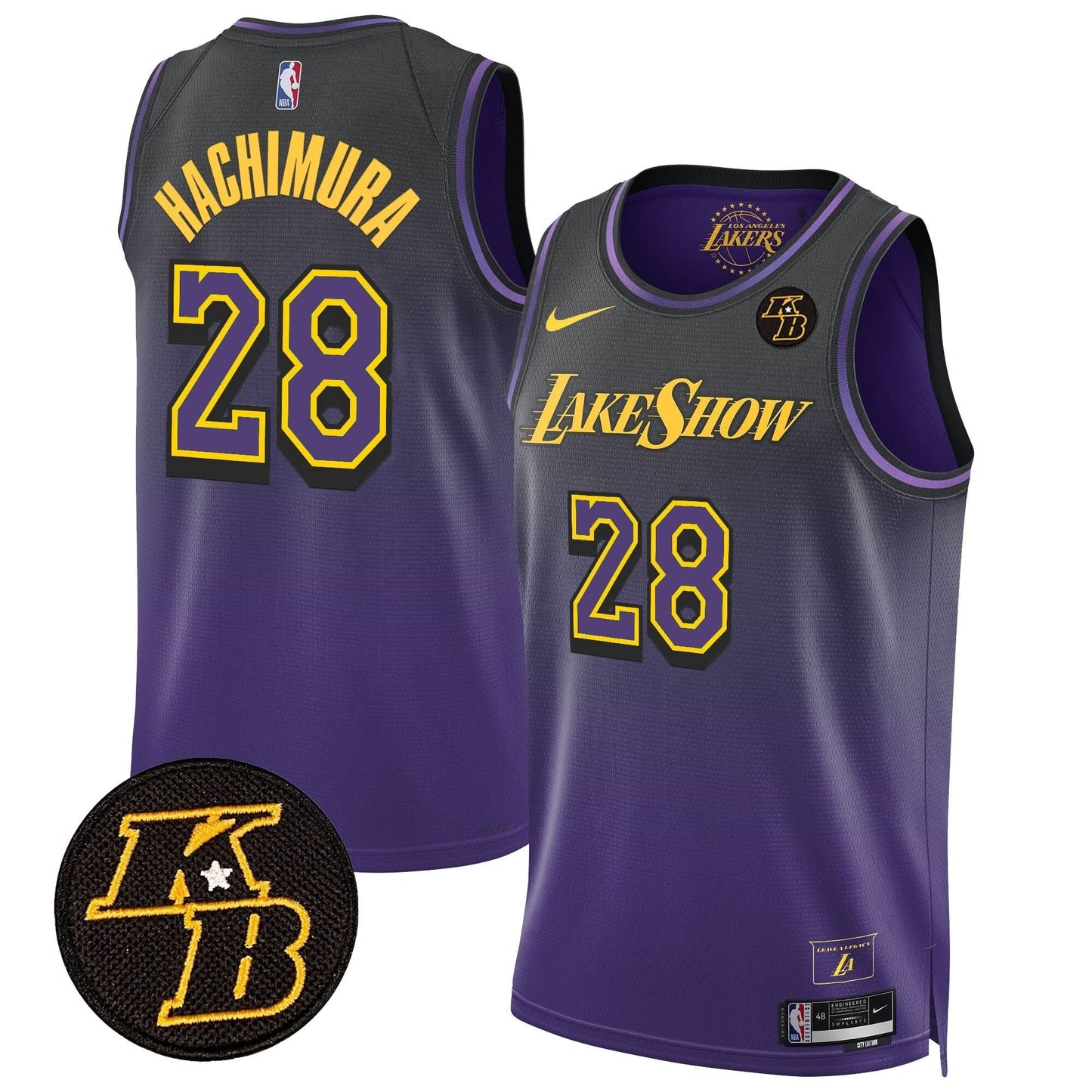 Men's Los Angeles Lakers Kobe Bryant Patch Swingman Jersey - All Stitched