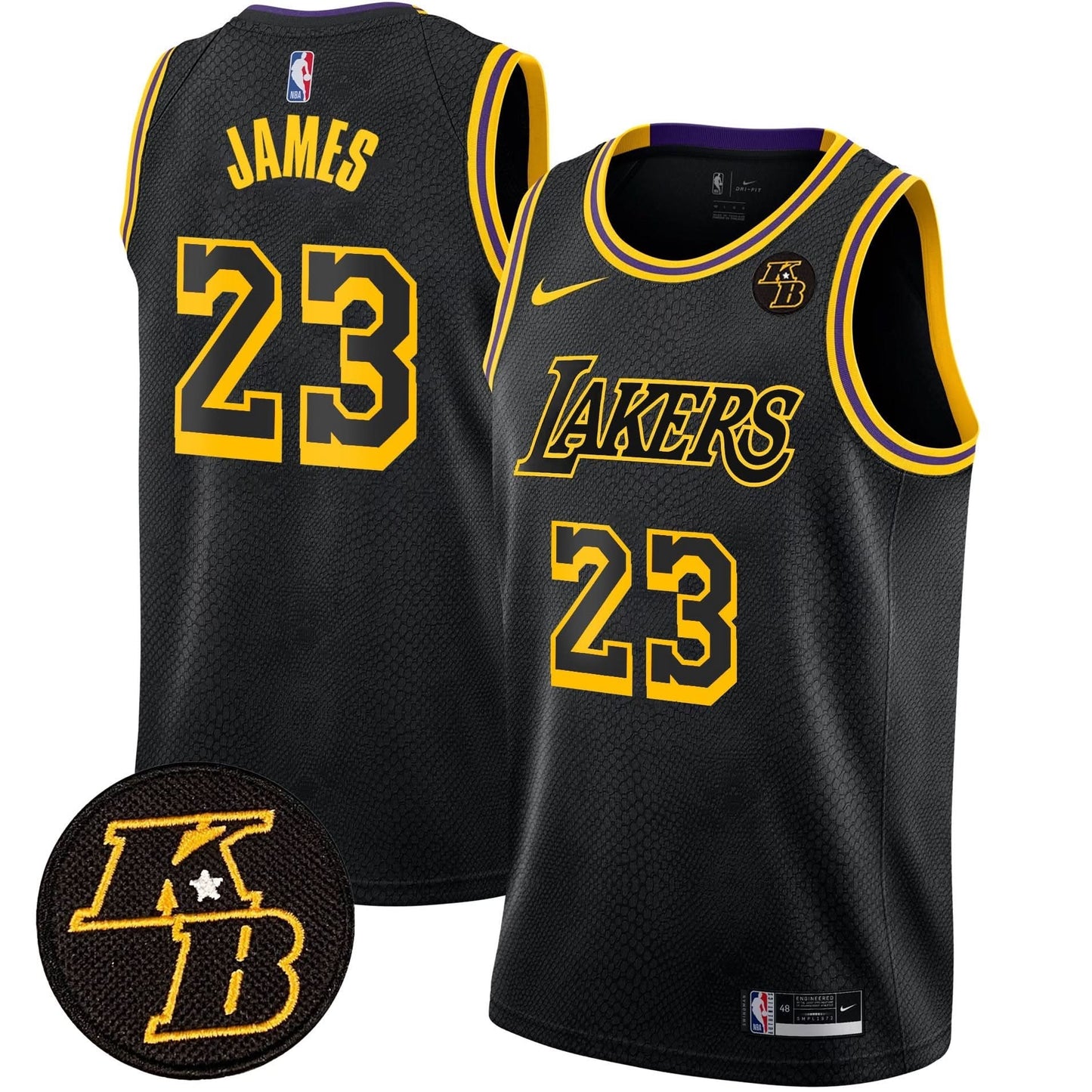Men's Los Angeles Lakers Kobe Bryant Patch Swingman Jersey - All Stitched