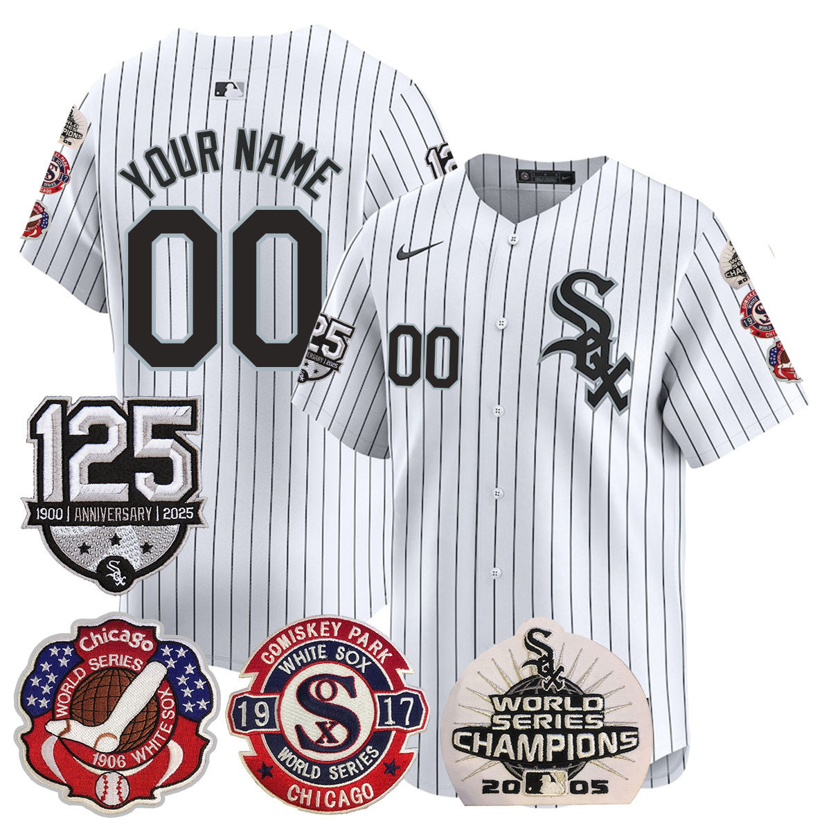 Custom Chicago White Sox 125th Anniversary - World Series Champions Jersey - All Stitched