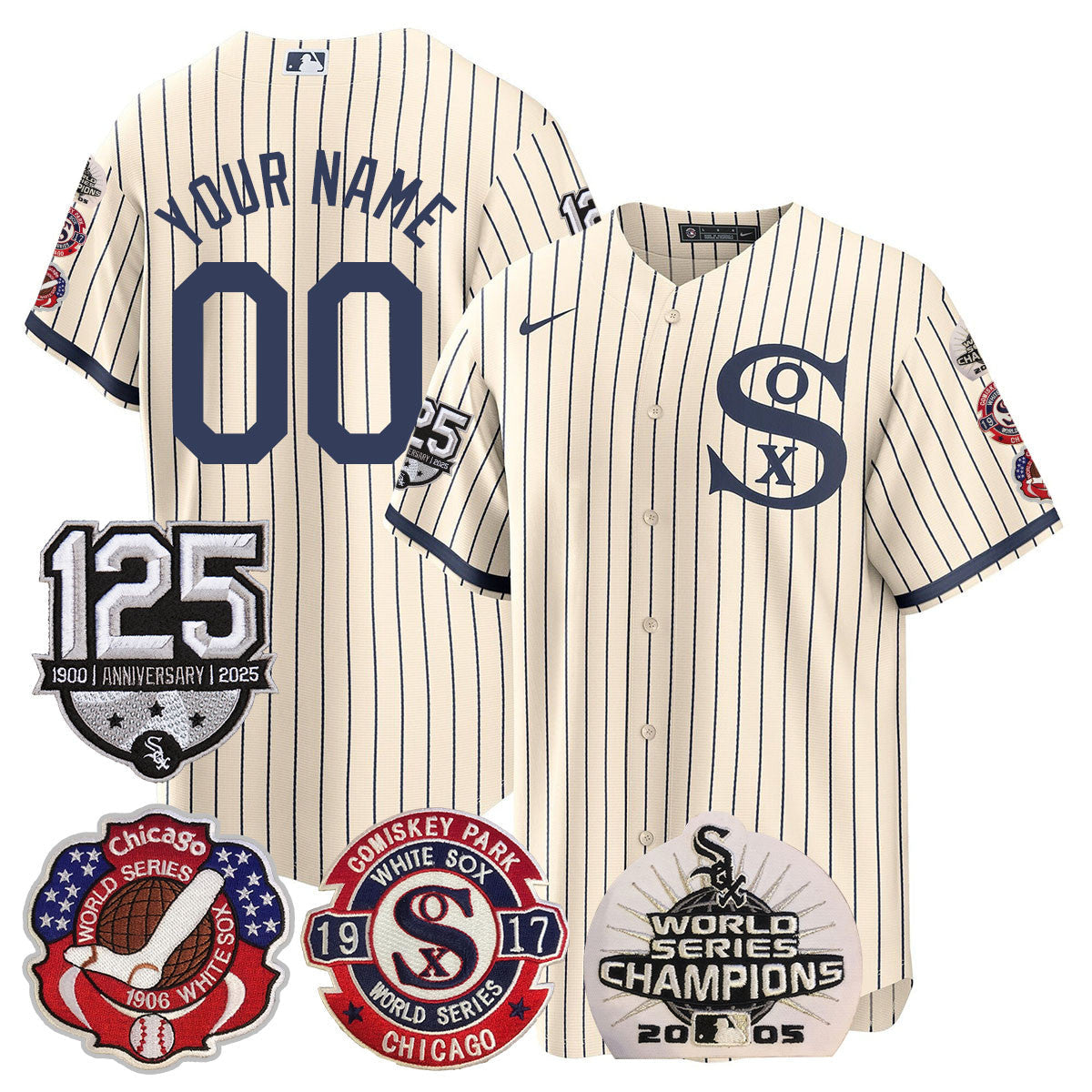 Custom Chicago White Sox 125th Anniversary - World Series Champions Jersey - All Stitched