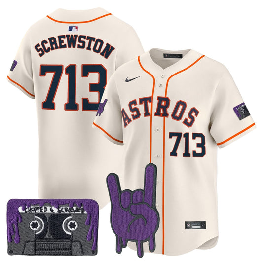 Houston Astros DJ Screw Patch Vapor Premier Limited Jersey - All Stitched