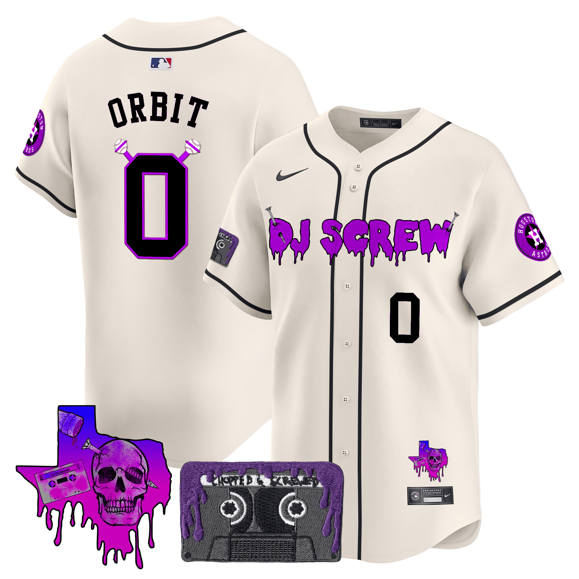 Men's Houston Astros DJ Screw Patch Vapor Premier Limited Jersey V2 - All Stitched