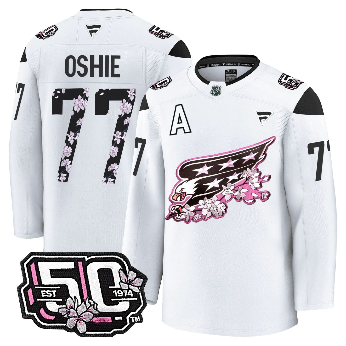 Men's Washington Capitals 50th Anniversary Cherry Blossom Premium Jersey - All Stitched
