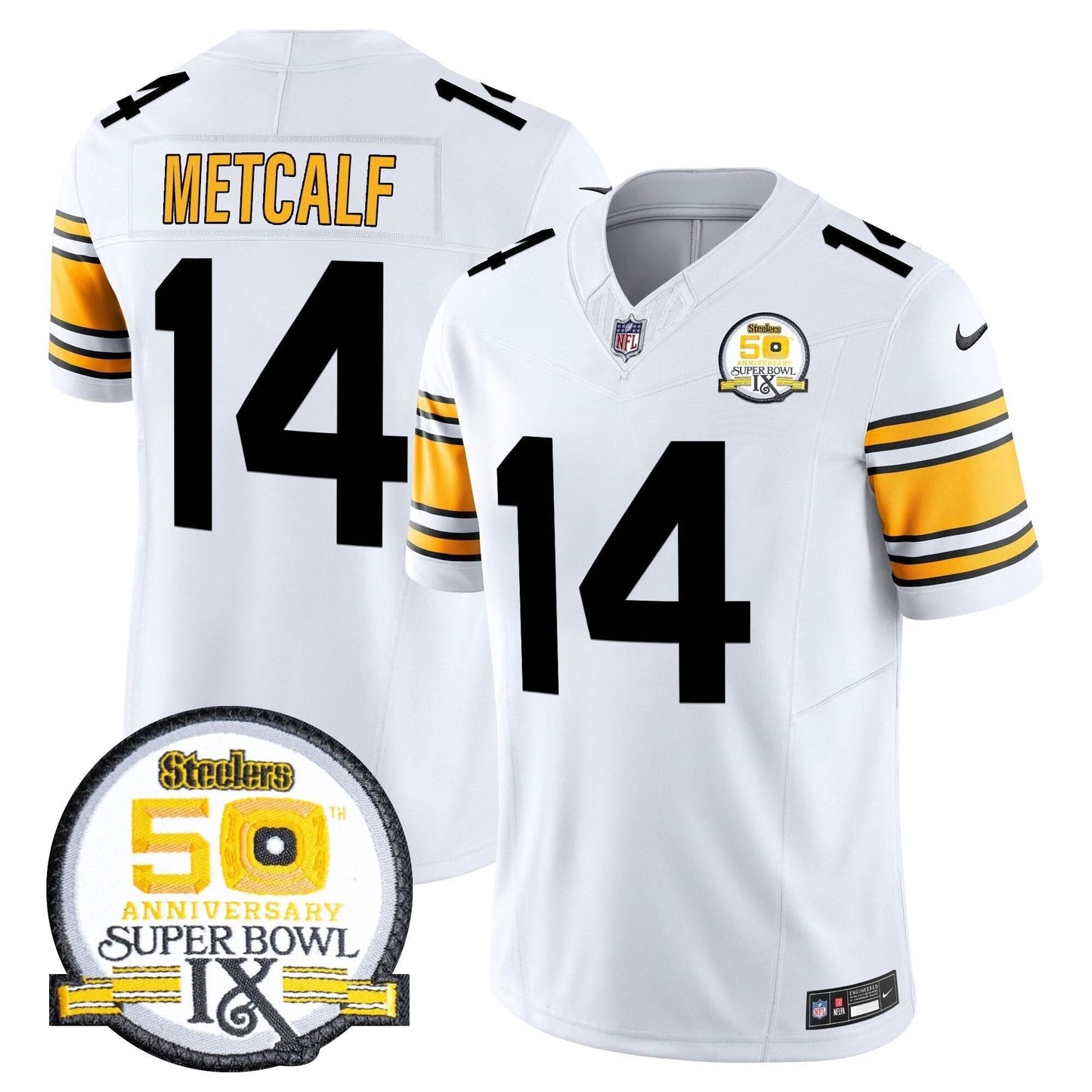 Men's Steelers 50th Anniversary Of Super Bowl IX Patch Vapor Limited Jersey - All Stitched