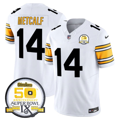 Men's Steelers 50th Anniversary Of Super Bowl IX Patch Vapor Limited Jersey - All Stitched