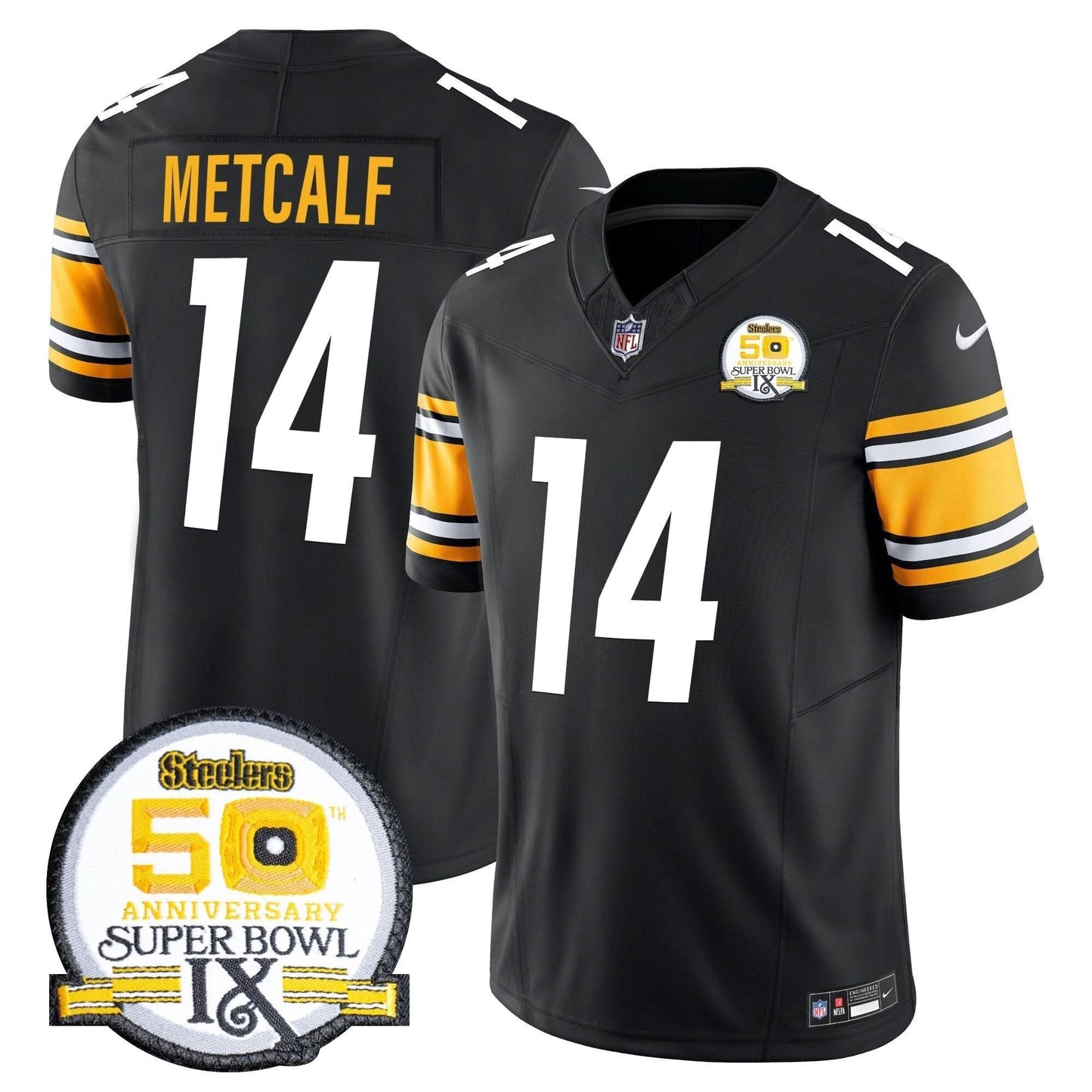 Men's Steelers 50th Anniversary Of Super Bowl IX Patch Vapor Limited Jersey - All Stitched