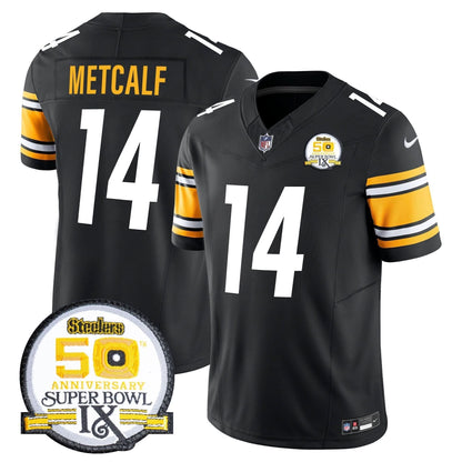 Men's Steelers 50th Anniversary Of Super Bowl IX Patch Vapor Limited Jersey - All Stitched