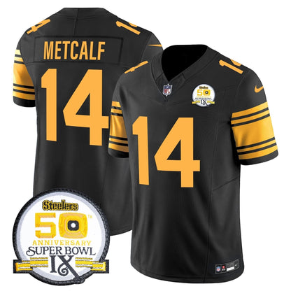 Men's Steelers 50th Anniversary Of Super Bowl IX Patch Vapor Limited Jersey - All Stitched