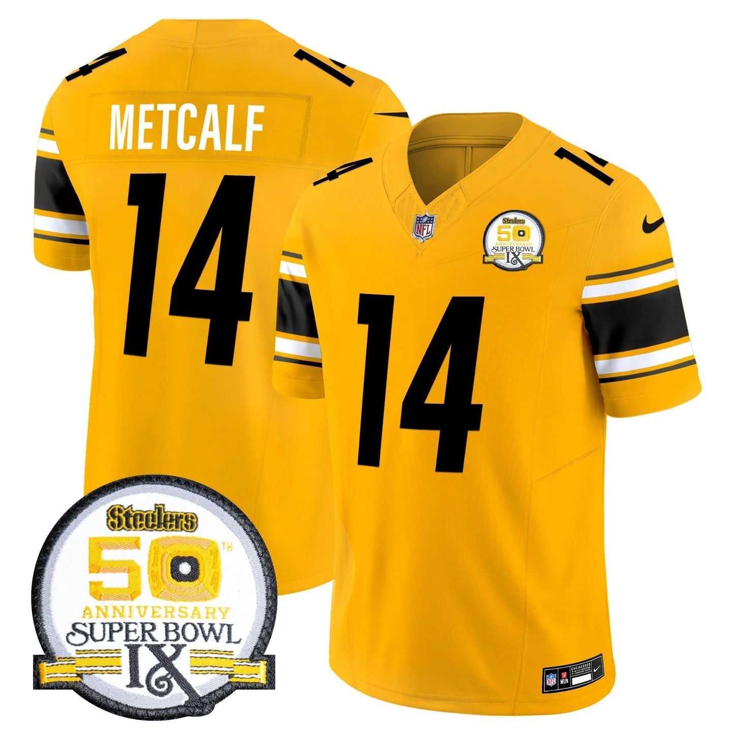 Men's Steelers 50th Anniversary Of Super Bowl IX Patch Vapor Limited Jersey - All Stitched