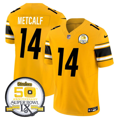 Men's Steelers 50th Anniversary Of Super Bowl IX Patch Vapor Limited Jersey - All Stitched