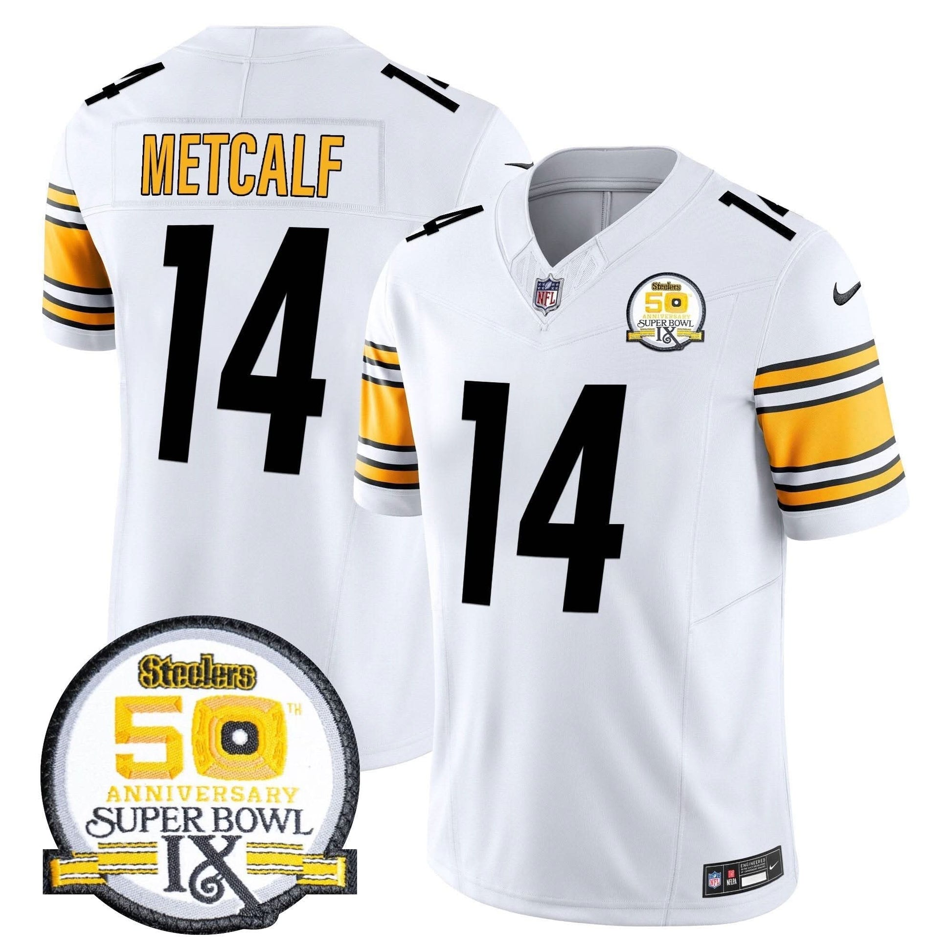 Men's Steelers 50th Anniversary Of Super Bowl IX Patch Vapor Limited Jersey - All Stitched