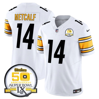 Men's Steelers 50th Anniversary Of Super Bowl IX Patch Vapor Limited Jersey - All Stitched