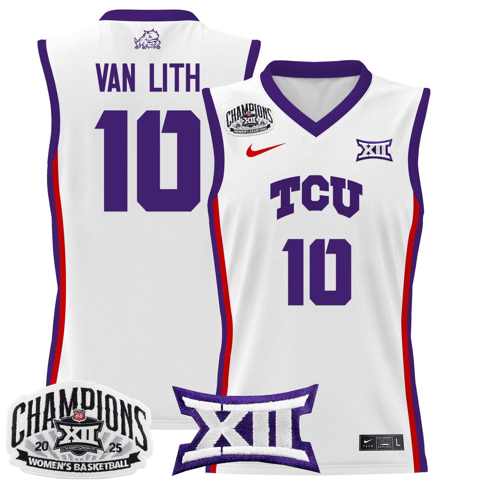 TCU Horned Frogs 2025 BIG 12 Women's Conference Tournament Champions Lightweight Basketball Jersey - All Stitched