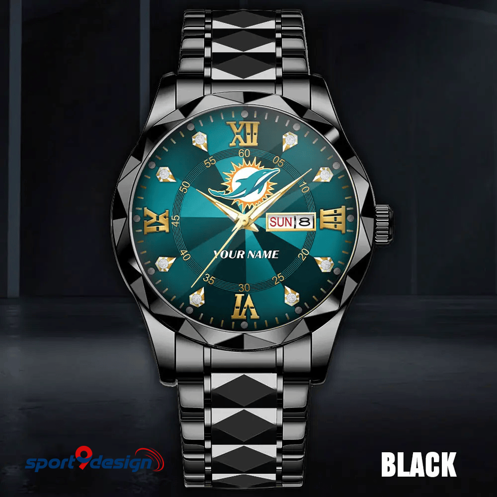 Miami Dolphins - American Football Men Luxury Hand Watch All Team Custom Any Name Gift For Fan - Limited Edition
