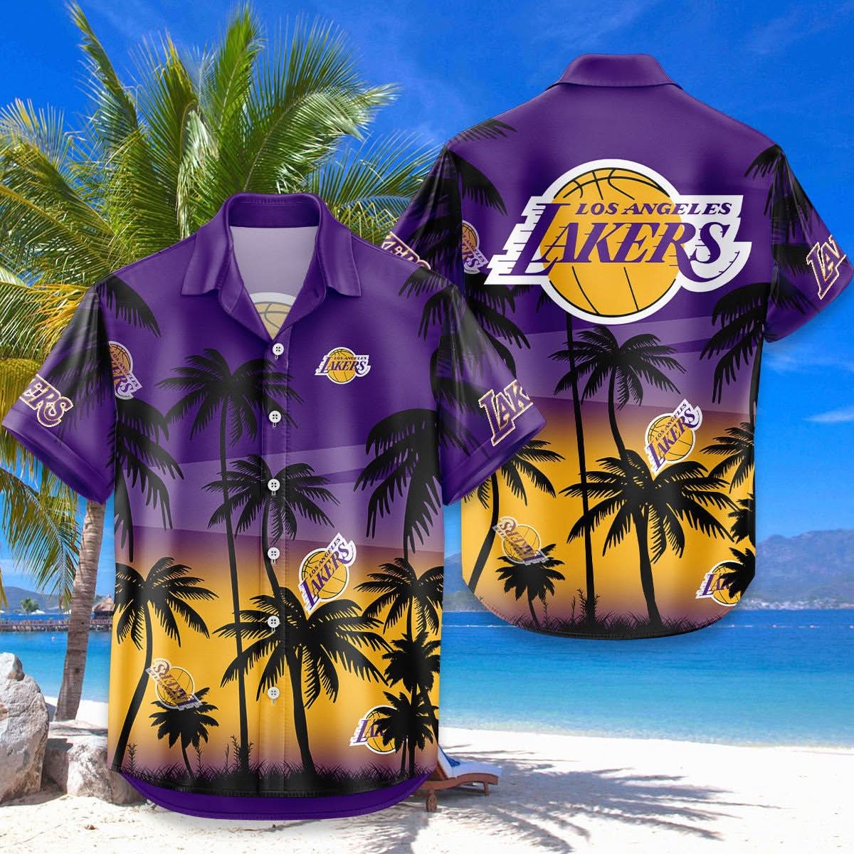 Los Angeles Lakers Hawaiian Shirt Coconut Tree