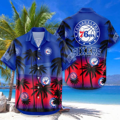 76ers Hawaiian Shirt Coconut Tree