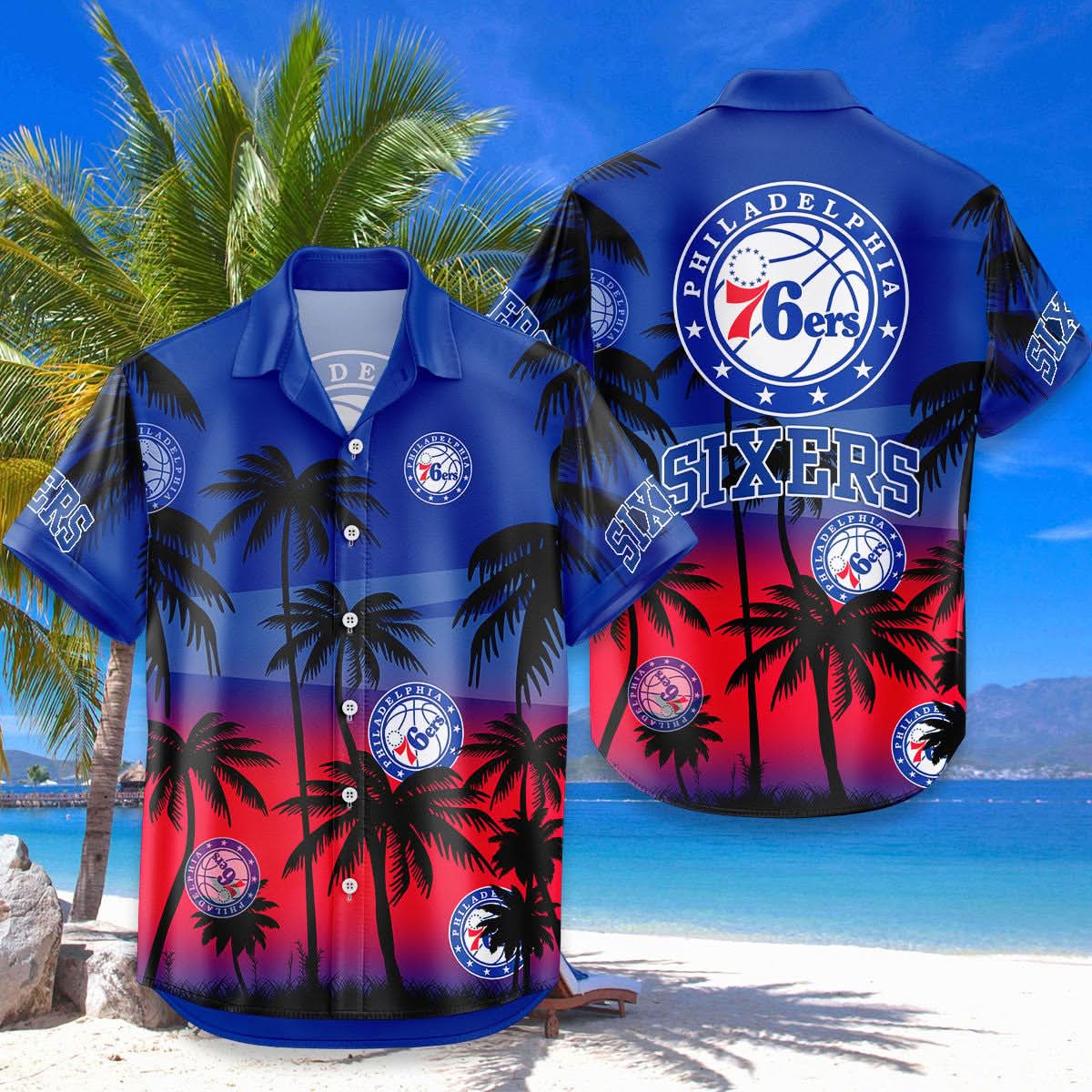 Philadelphia 76ers Hawaiian Shirt Coconut Tree
