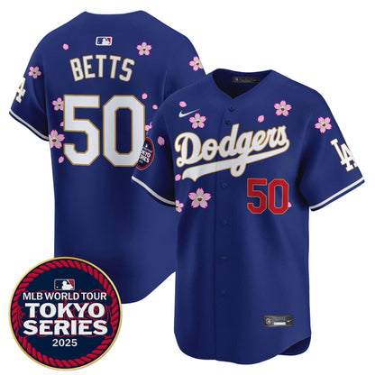 Men's Dodgers Tokyo Series 2025 Gold Trim Vapor Premier Limited Jersey V2 - Stitched
