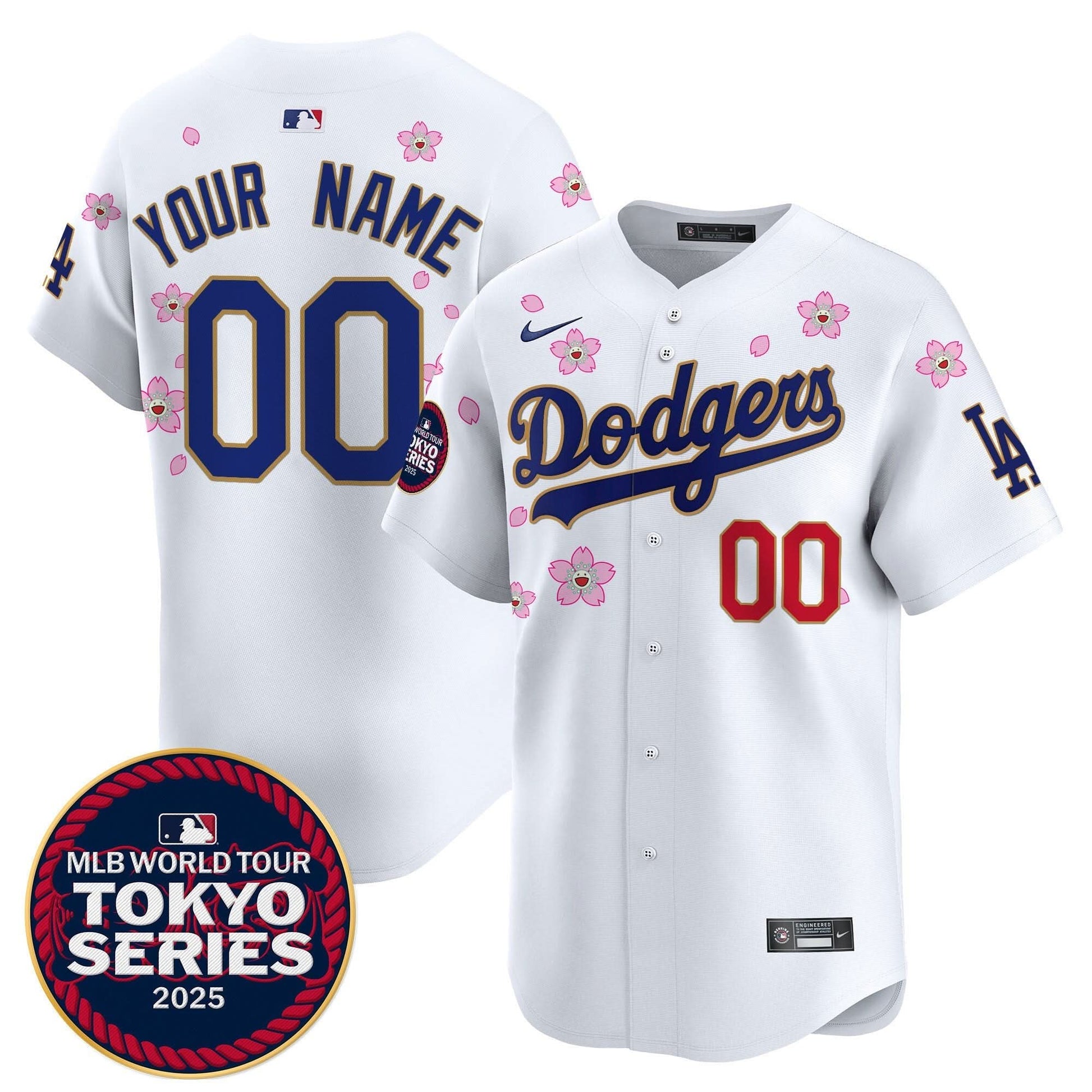 Dodgers Tokyo Series 2025 Gold Trim Vapor Premier Limited Custom Jersey V2 - Stitched