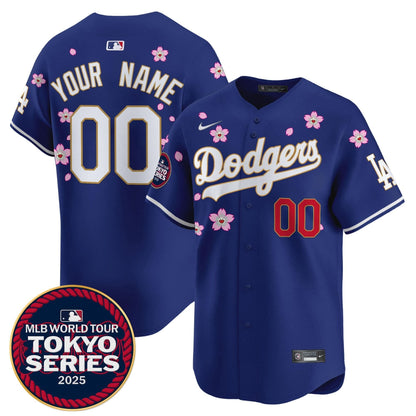 Dodgers Tokyo Series 2025 Gold Trim Vapor Premier Limited Custom Jersey V2 - Stitched