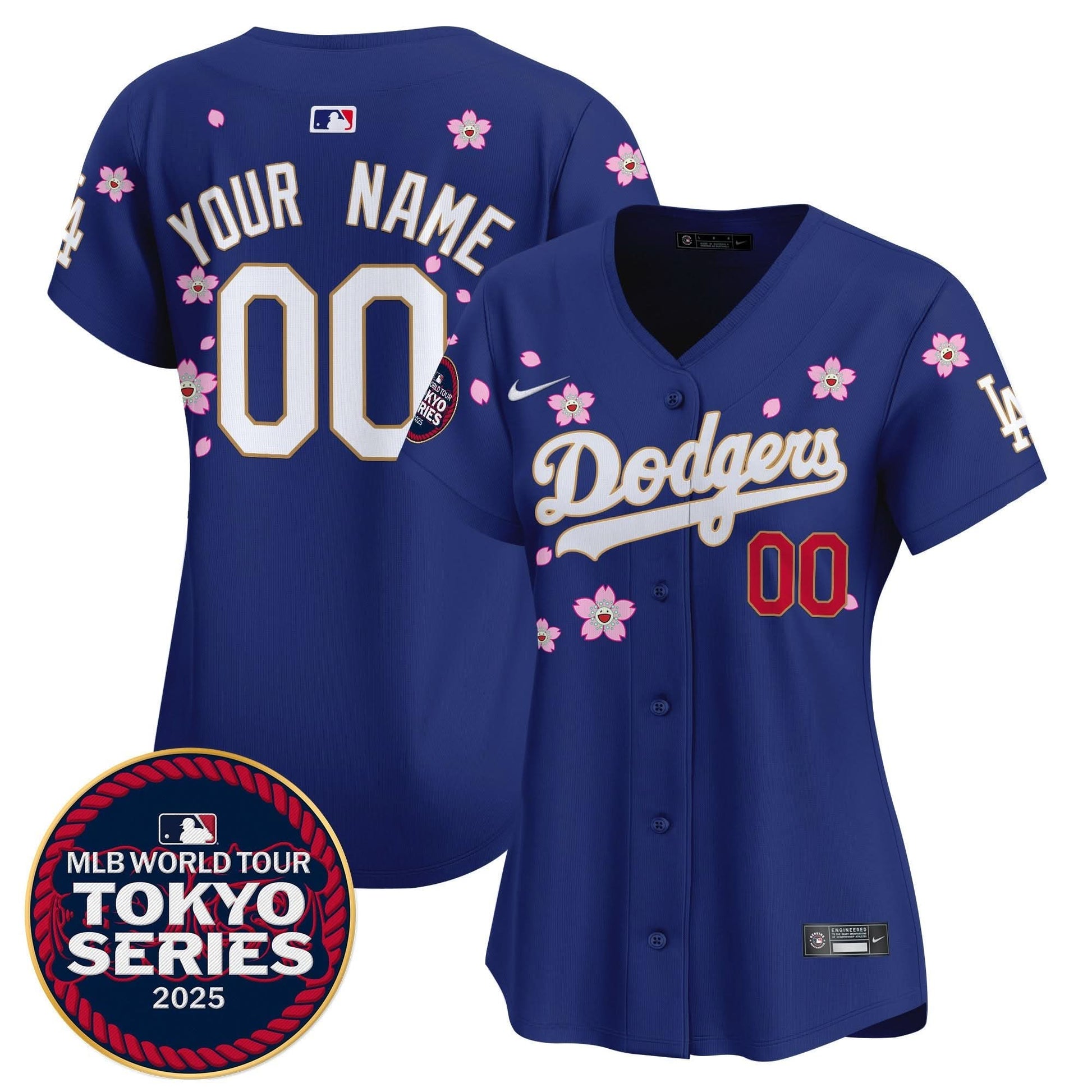 Dodgers Tokyo Series 2025 Gold Trim Vapor Premier Limited Custom Jersey V2 - Stitched